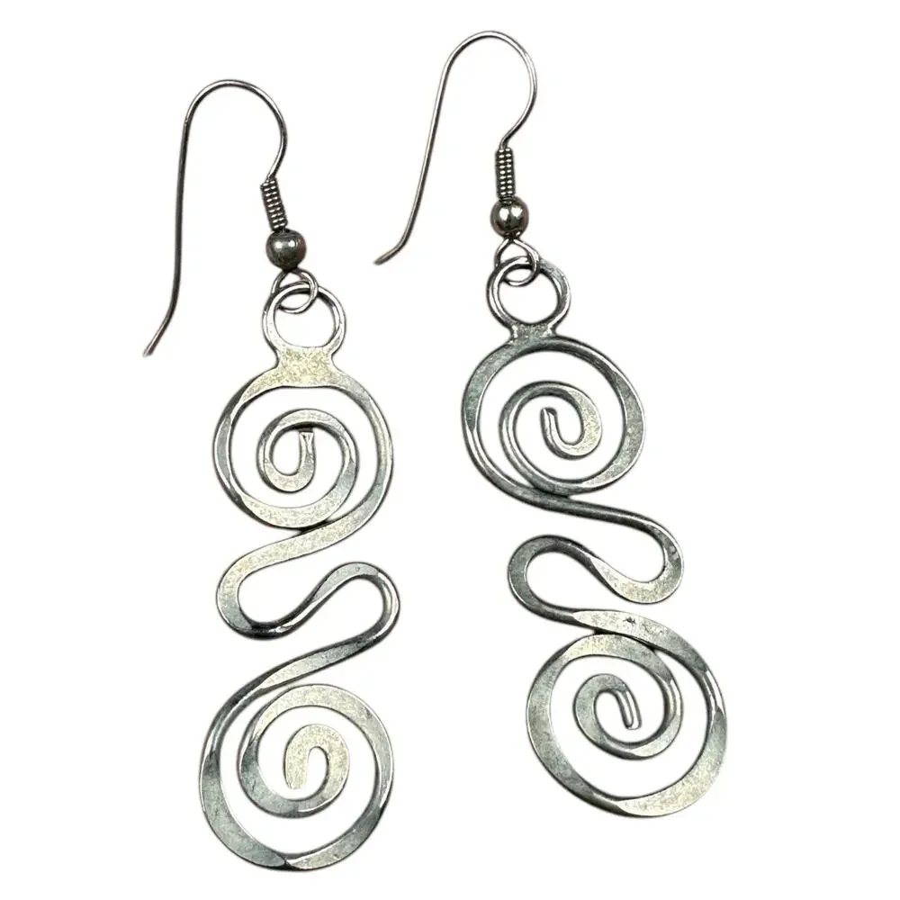 UNBRANDED Silver Fern‎ Spiral Dangle Earrings